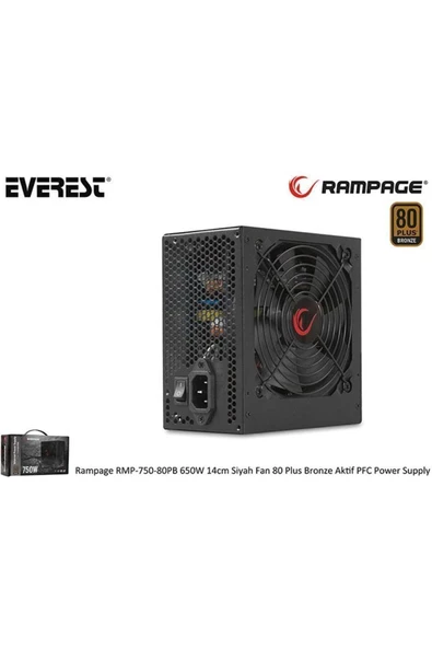 Rampage Rmp-750-80pb 750w 14cm Siyah Fan 80 Plus Bronze Aktif Pfc Power Supply ürün görseli 1