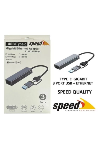 Speed Sp-uet01 Gigabit Type-c Ethernet ürün görseli 1