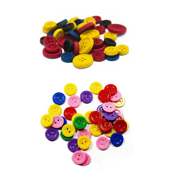 60 adet karışık ebat plastik düğme ( 1,2 cm 50 adet + 2,5 cm 10 adet) ürün görseli 1