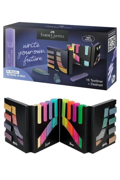Fosforlu Kalem 16 lı 1 Paket 16 Renk Metalik Neon ve Pastel Renkler İşaret Kalemi Masa Seti Fosforlu Keçeli Kalem ürün görseli 1