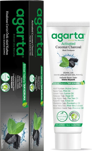 Agarta Doğal Hindistan Cevizi Özlü Aktif Karbon Diş Macunu 100 ML x 2 ürün görseli 1