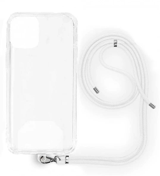 Huawei P50 İp Askılı Şeffaf Silikon Kılıf Beyaz ürün görseli 1