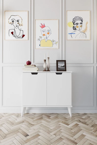 Evdemo Elegant 2 Kapaklı Dekoratif Konsol  Beyaz ürün görseli 1