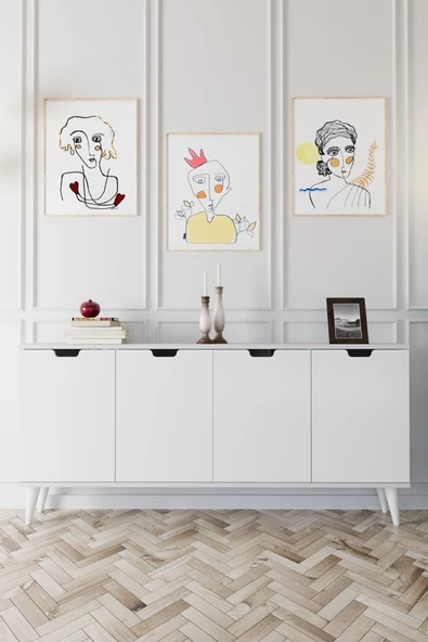 Evdemo Elegant 4 Kapaklı Dekoratif Konsol  Beyaz ürün görseli 1