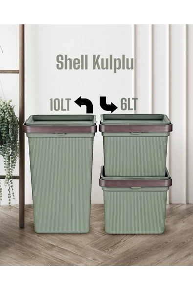 Shell Kulplu 3 Prç Set 2 Adet 6 Lt 1 Adet 10 Lt Çok Amaçlı Düzenleyici Kutu Çamaşır Sepeti ürün görseli 1