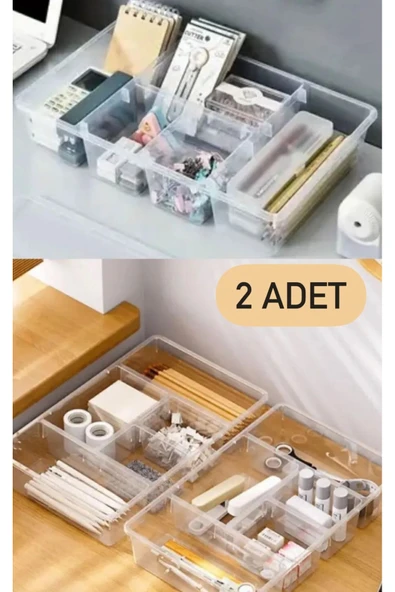 Nova 2 Adet 5 Bölmeli Çekmece Içi Düzenleyici Ofis Masa Üstü Toparlayıcı Kutu Organizer (KAPAKSIZ) ürün görseli 1
