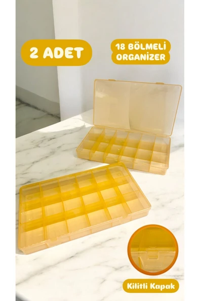 2 Adet Orange 18 Bölmeli Takı Kutusu Toka Yüzük Saklama Kabı Çekmece Düzenleyici Box Turuncu ürün görseli 1