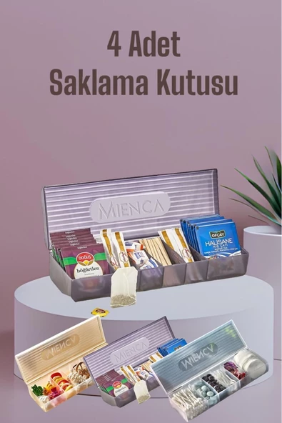 4 Adet Ring 6 Bölmeli Bitki Çayı Kutusu Saklama Kutusu - Çay Kahve Malzemesi Saklama Kutusu ürün görseli 1