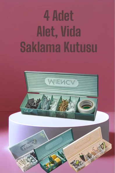 4 Adet Ring 6 Bölmeli Alet Çantası Vida Bant Düzenleyici Balıkçı Kutusu ürün görseli 1