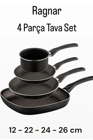 4 Parça Ragnar Tava Seti Çeyiz Mutfak Tava Set Grill Omlet Kızartma Ve Sosluk Kaçerola Seti ürün görseli 1