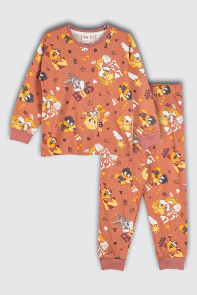Çizgi Film Karakter Desenli %100 Pamuk Çocuk Pijama Takımı ürün görseli 1