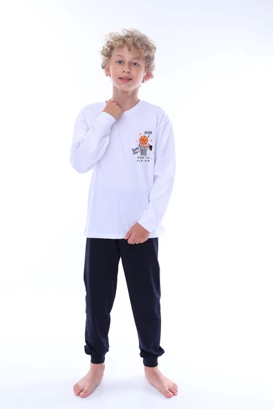 Play Hard Basketbol Desenli Erkek Çocuk Pijama Takımı ürün görseli 1