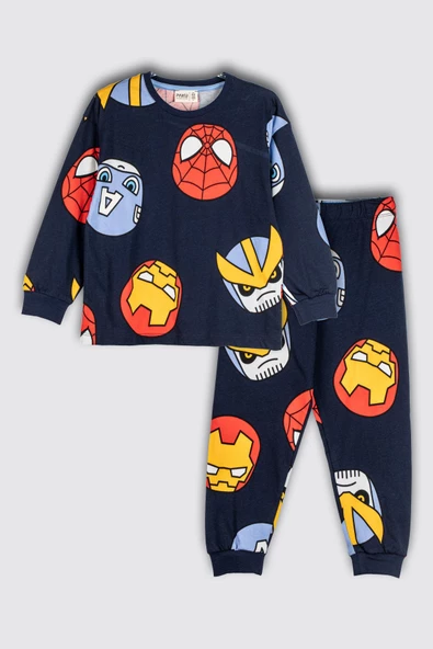 Süper Kahramanlar Desenli %100 Pamuk Çocuk Pijama Takımı ürün görseli 1
