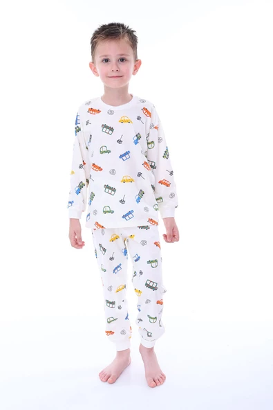 Renkli Araba Desenli Erkek Pijama Takımı ürün görseli 1