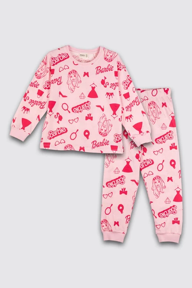 Barbie Desenli %100 Pamuk Kız Çocuk Pijama Takımı ürün görseli 1