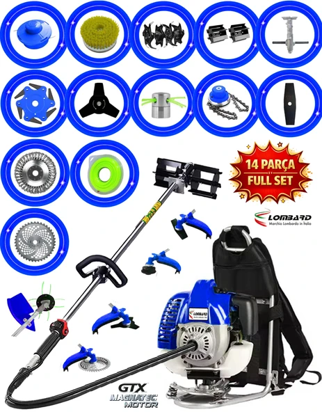 İtaly L-9900 V-tec 14 Parça Full Set Sırt Tipi Benzinli Çalı Çim Biçme Tırpanı Güçlü Yüksek Performans ürün görseli 1