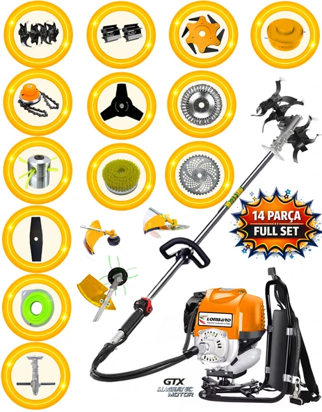 İtaly L-800 14 Parça Full Set Sırt Tipi Tırpan Benzinli Ot Çalı Çim Biçme Makinası Güçlü Yüksek Performans ürün görseli 1