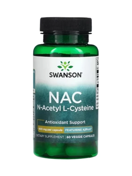 Swanson, NAC, N-Acetyl L-Cysteine, 600 mg, 60 Veggie Capsules ürün görseli 1