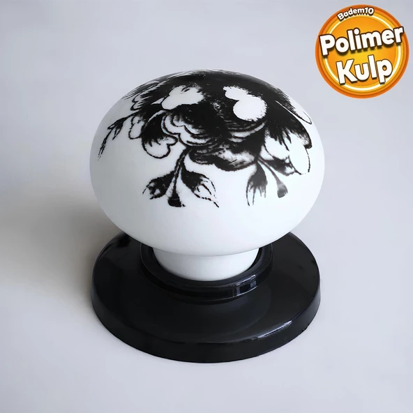 Polimer Düğme Kulp Desenli Beyaz Siyah Tablalı Dolap Mobilya Mutfak Dolabı Çekmece Dolap Kulpu Kulbu ürün görseli 1