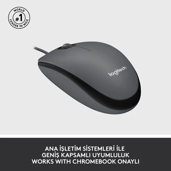 Logitech M100 Kablolu 1.000 DPI USB Mouse - Siyah - Resim 5
