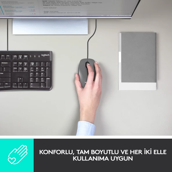 Logitech M100 Kablolu 1.000 DPI USB Mouse - Siyah - Resim 4
