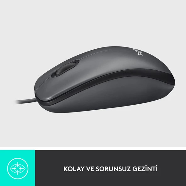 Logitech M100 Kablolu 1.000 DPI USB Mouse - Siyah - Resim 2