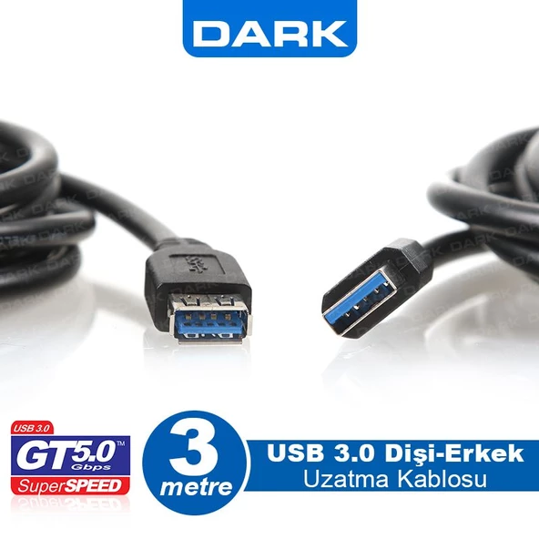 DARK 3 Metre USB 3.0 Uzatma Kablosu DK-CB-USB3EXTL300 ürün görseli 1