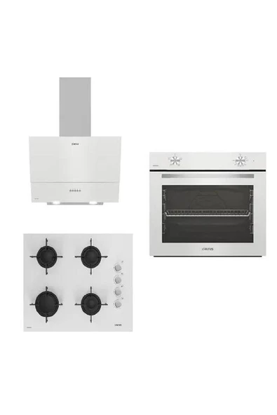 Altus Beyaz Cam Ankastre Set Ala 310HW- ALA 159 DHW Ocak-ALA 535 HW Davlumbaz ürün görseli 1