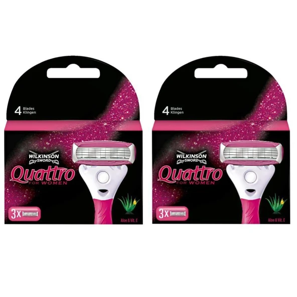 Wilkinson Sword Quattro Kadın Tıraş  Bıçağı Yedek Başlık | 2 Paket - 6 Adet ürün görseli 1