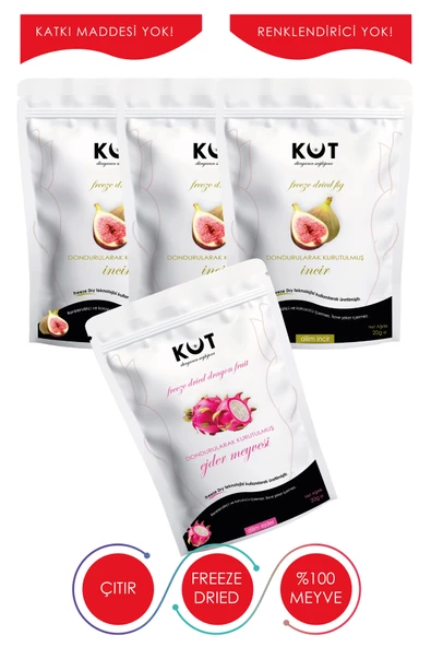 Dondurularak Kurutulmuş İncir ve Beyaz Ejder Meyvesi - Freeze Dried İncir (3 x 20 g) + Beyaz Ejder Meyvesi (1 x 20 g) ürün görseli 1