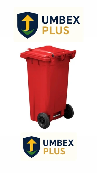 Umbex Plus Kırmızı Plastik Çöp Konteyneri 120 Litre Konteyner A Isıya Karşı Dayanıklı Malzeme ürün görseli 1