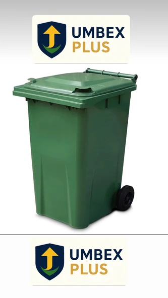 Umbex Plus Yeşil Plastik Çöp Konteyneri 240 Litre Konteyner - A+ Isıya Karşı Dayanıklı Malzeme - Yeşil ürün görseli 1