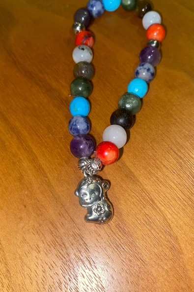 Çİn Takvimi Burçları Çharm 7 Çakra Doğal Taş Bileklik Hand Made El İşi Feng Shui Ejderha Yılı Koruyucu Hayvan Monkey May ürün görseli 1