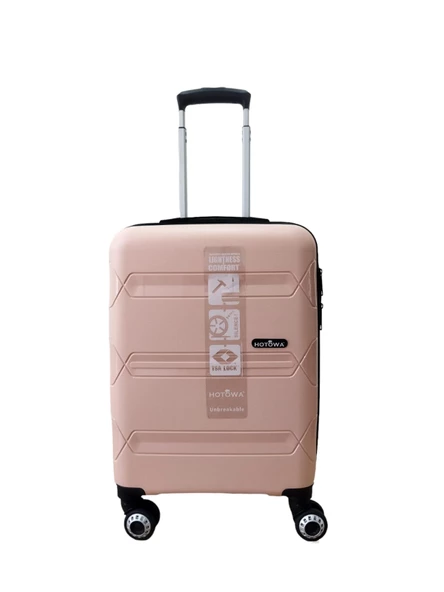 Hotowa Gold PP Valiz 8011 Pembe Bej TSA Kilitli Orta Boy ürün görseli 1
