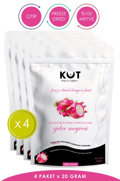 EJDER MEYVESİ (BEYAZ) DONDURULARAK KURUTULMUŞ 20 GRAM X 4 PAKET FREEZE DRIED DİLİM BEYAZ EJDER ürün görseli 1