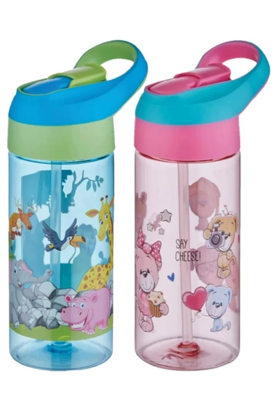 Vagonlıfe Matara Pipetli Tritan 500 ML Pipetli Suluk (Karışık Renk 1 Adet) ürün görseli 1