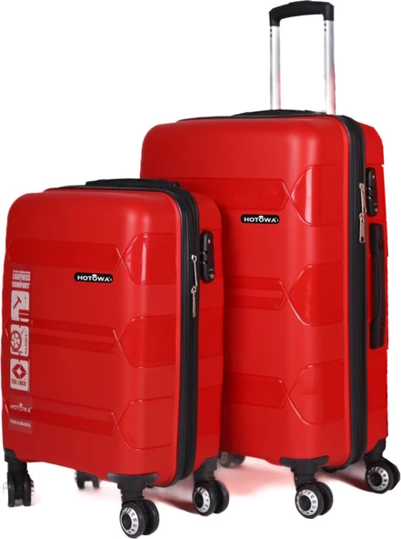 Hotowa Gold Pp Valiz 8011 Kırmızı Tsa Kilitli Ikili Set ürün görseli 1