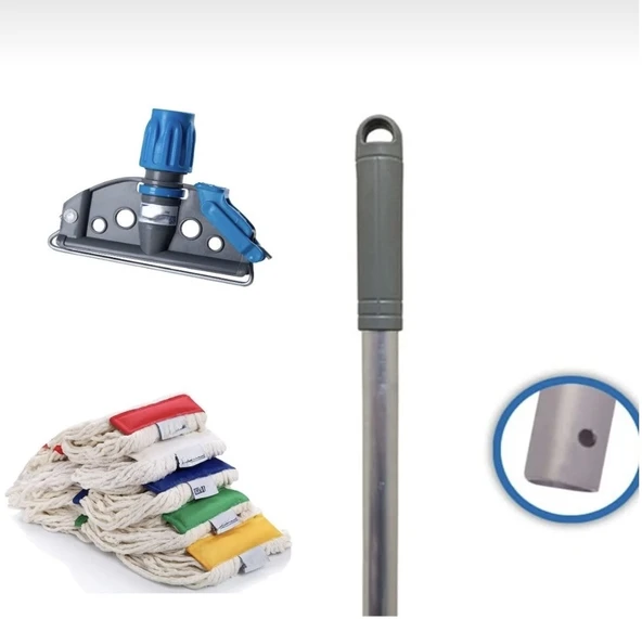 Umbex Plus Islak Mop Seti. 5 adet 350 Gr Islak Mop, 1 Adet Islak Mop Aparatı, 1 Adet Metal Sap ürün görseli 1