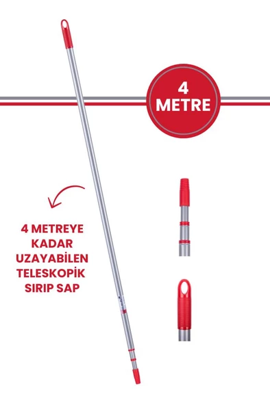 Flora Teleskopik Uzatmalı Metal Sırık Sap 4 Metre Yeni Tasatım ürün görseli 1