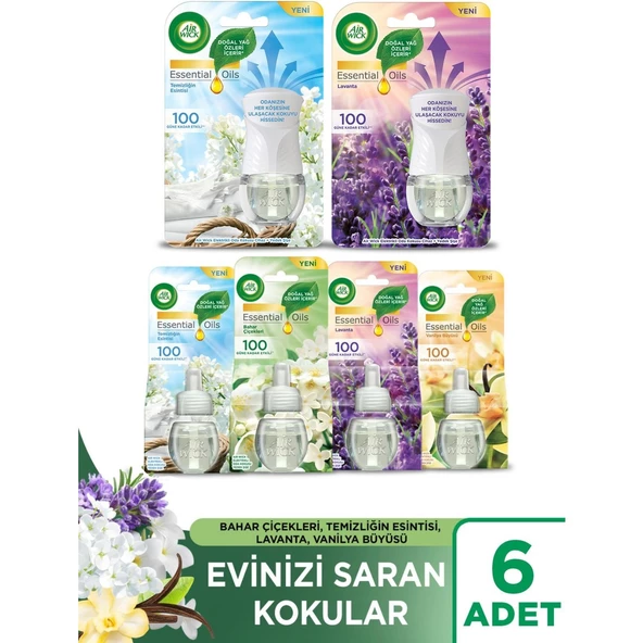 Air Wick Elektrikli Oda Kokusu Set ( 1 Kıt Temizliğin Esintisi +1 Kıt Lavanta + 4 Çeşit Yedek) ürün görseli 1