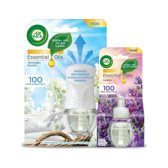 Elektrikli Oda Kokusu Temizliğin Esintisi Kit (Cihaz + Yedek Şişe) + Lavanta Yedek Şişe ürün görseli 1