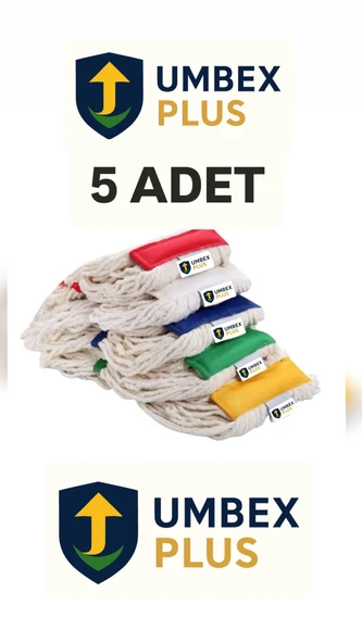 Umbex Plus Islak Saçaklı Temizlik Arabası Dar Mop 350 gr Mop Yedeği Ekstra Karbeyaz Yüzey Temizlik 5'li Paket ürün görseli 1
