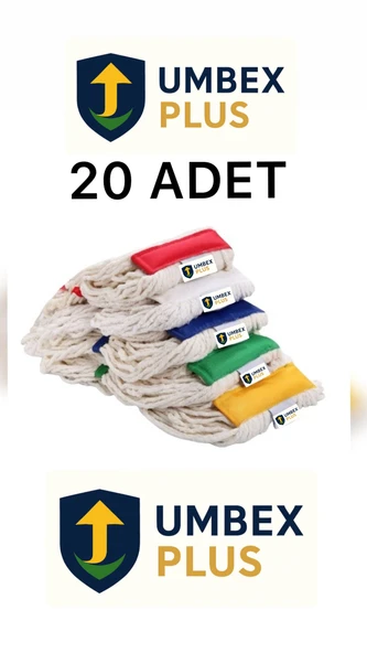 Umbex Plus Islak Saçaklı Temizlik Arabası Dar Mop 350 gr Mop Yedeği Ekstra Karbeyaz Mop (20'Lİ PAKET) ürün görseli 1