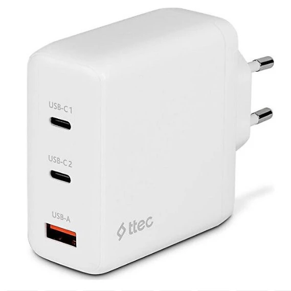 Ttec 2SCG04B Smartcharger Trio Gan 120W PD 2 Usb-C + Usb-A Hızlı Şarj Aleti Beyaz ürün görseli 1