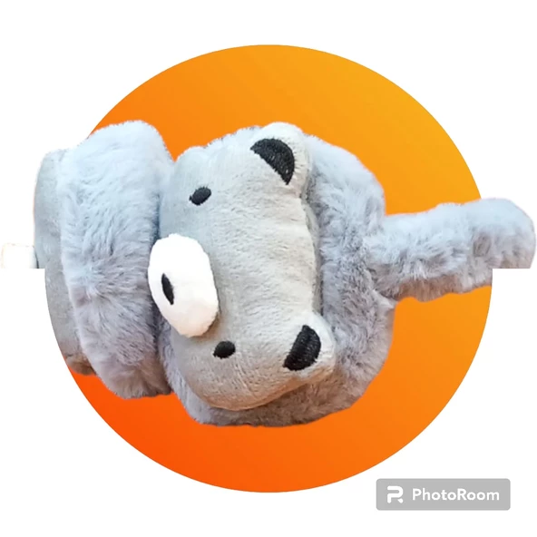 çocuk peluş kulaklık figürlü model 3-9 yaş aralığı gri renk ürün görseli 1