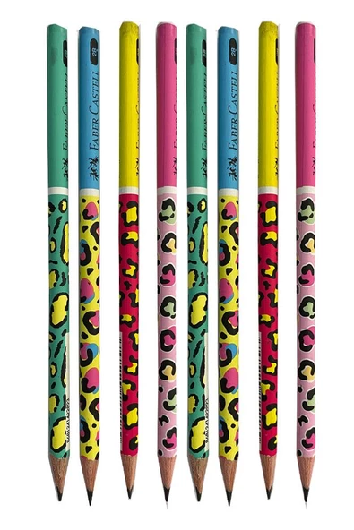 Safari Yuvarlak Kurşun Kalem 8 Adet 1 Paket Faber Kurşun Kalem 2B Siyah Kurşun Kalem Safari Desenli 2B Kalem ürün görseli 1