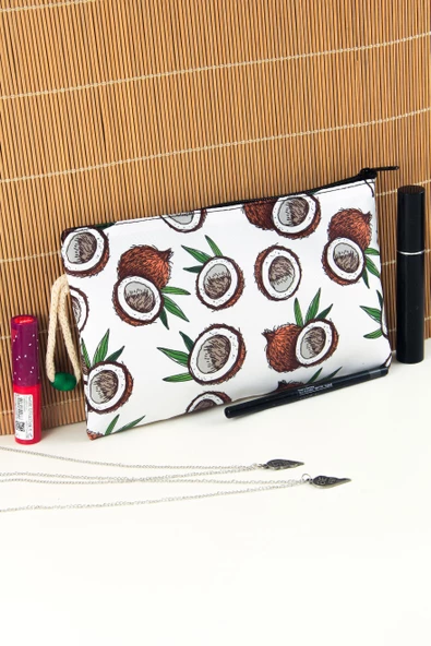 Hindistan Cevizi Desenli Kalemlik Fermuarlı Makyaj Çantası Büyük Boy ürün görseli 1