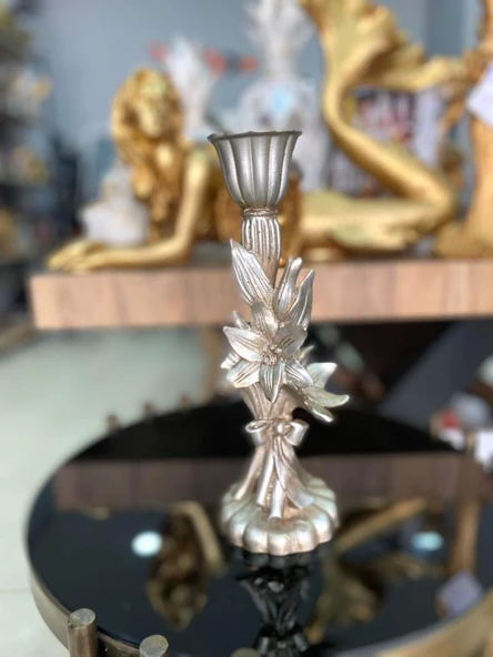 Şamdan mumluk çiçek şamdan polyester - Resim 5