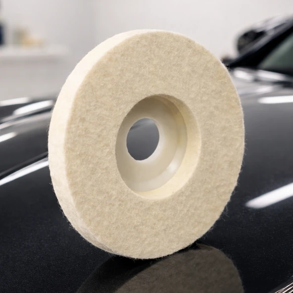 Plastik Tabanlı Sert Polisaj Matkap Keçesi Finisaj Parlatma Araba Çizik Giderme Pasta Cila 115 mm ürün görseli 1