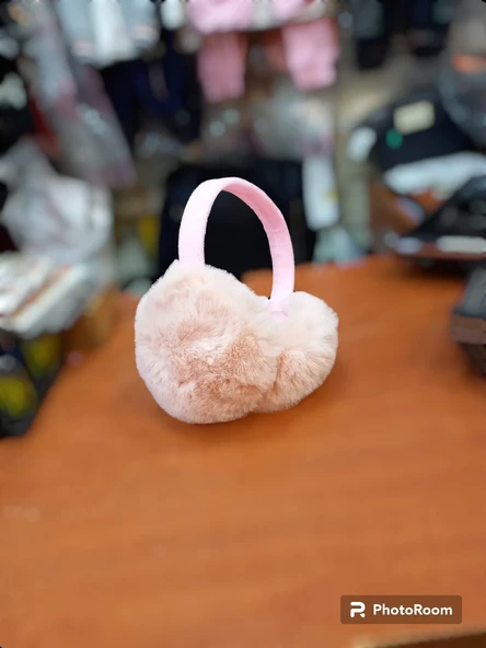 kışlık peluş kulaklık pembe rengi soğuk önleyiçi kulaklık ürün görseli 1